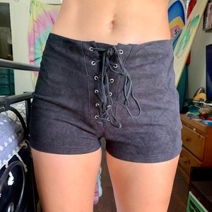 iHeartRaves Black Faux Suede Booty Shorts